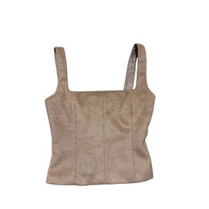 Zara NWT Tan Structured Fuzzy Top | Modern Minimalist Sleeveless | Size XS